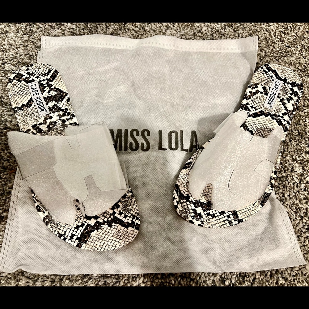 Clear strapped snake sandals, size 7 from Miss Lola